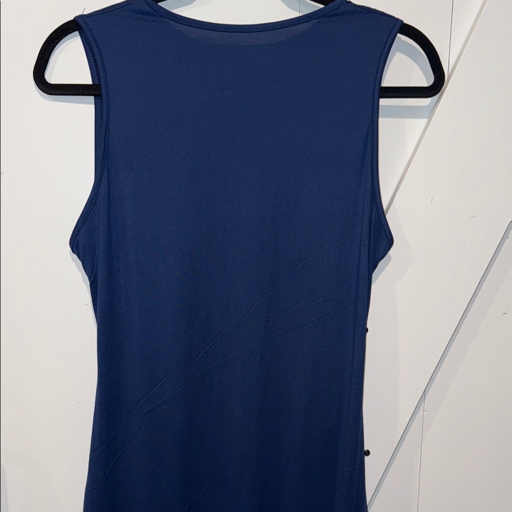 Elegant Navy Blue Sleeveless Dress - Picture 7 of 7